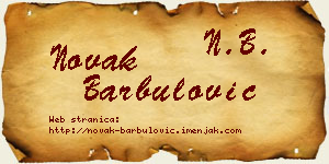 Novak Barbulović vizit kartica